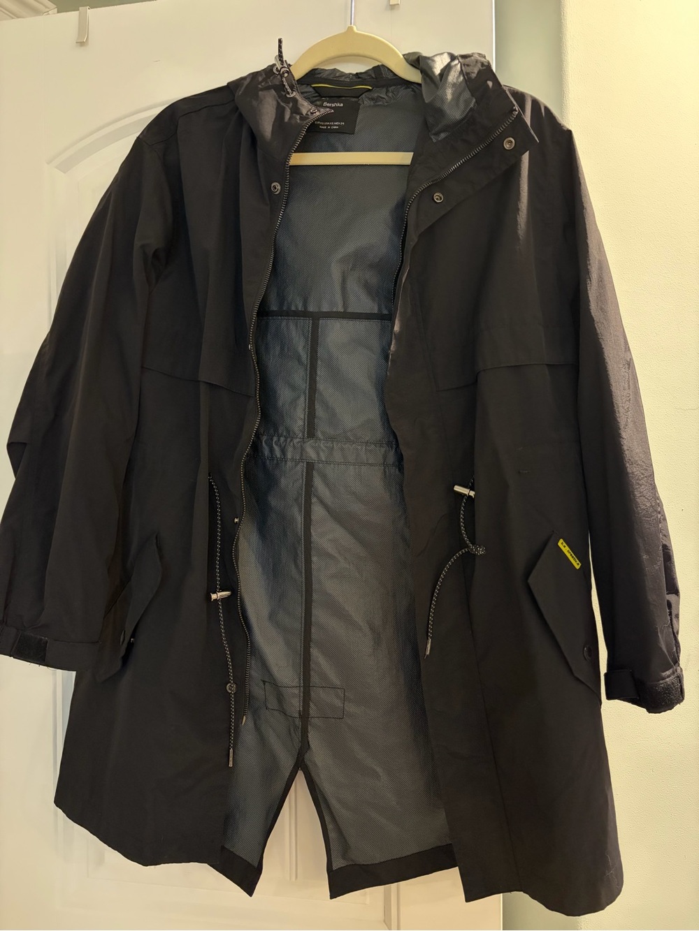 Bershka Black Hooded Utility Jacket